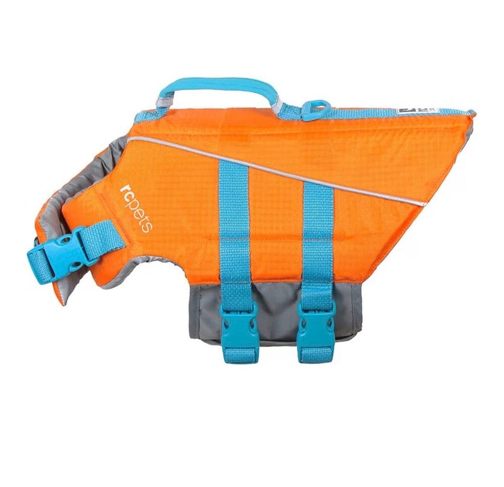 RC Pets Tidal Life Vest, Adjustable Dog Life Jacket, Orange/Teal, Size Small